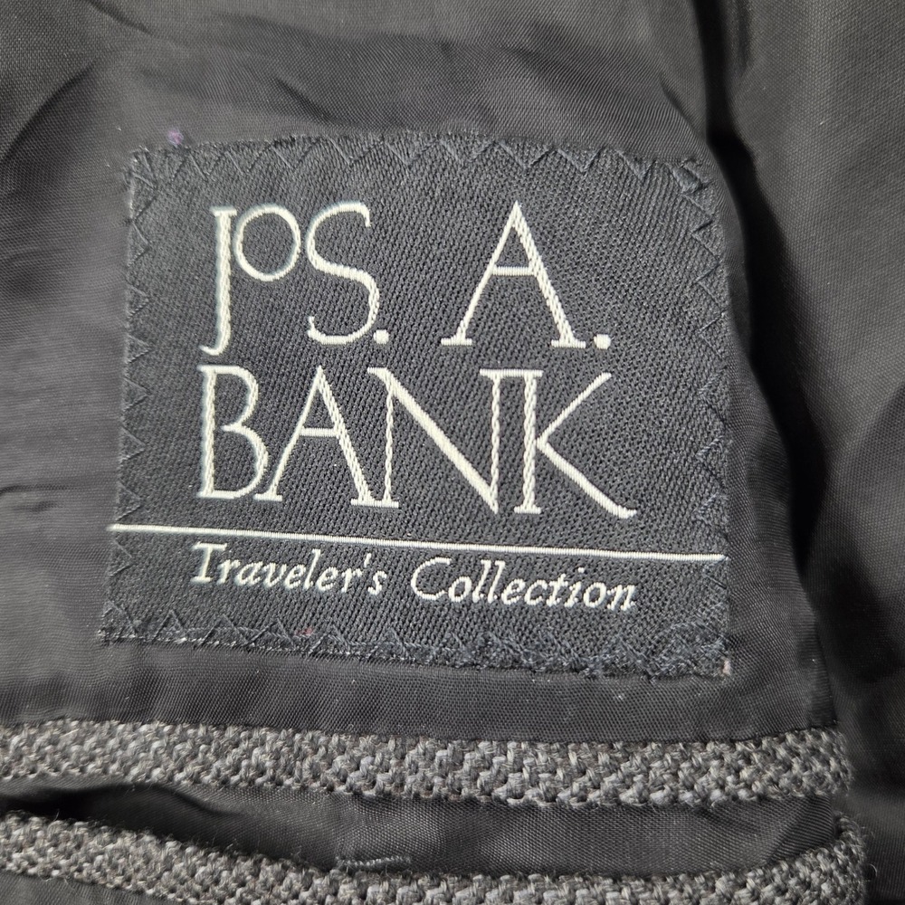 Jos A Bank Travelers Collection 48R Gray Blazer 100% Wool 2 Button Sport Coat - Picture 6 of 8